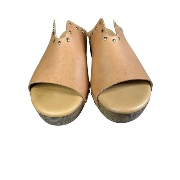 Ancient Greek Sandals Sagini Leather Clogs with Gold Studs Beige EU 39 US 9 - Picture 9 of 13